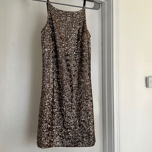 Gold sequin holiday dress